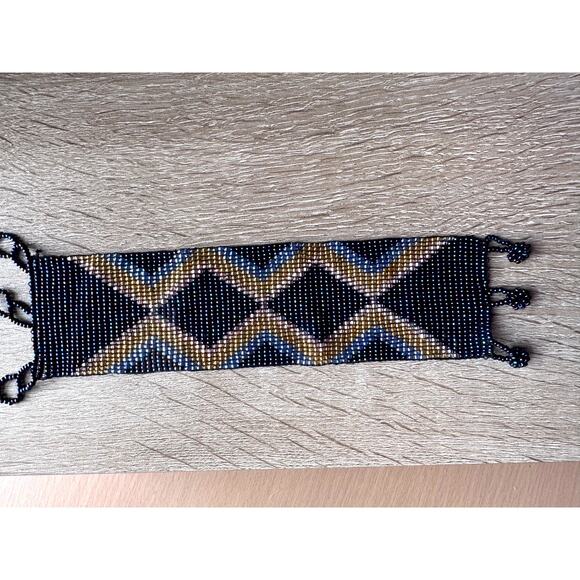 Handmade Vintage Beaded Wide Bracelet - 8" - Picture 3 of 5